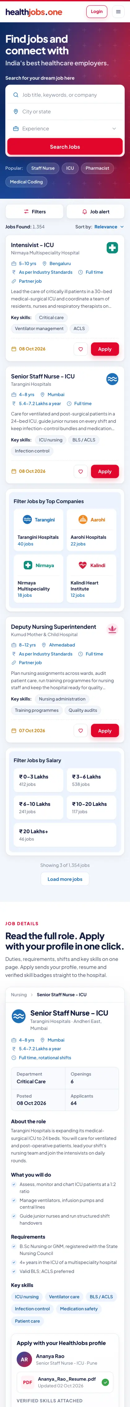 HealthJobs.one - the phone page