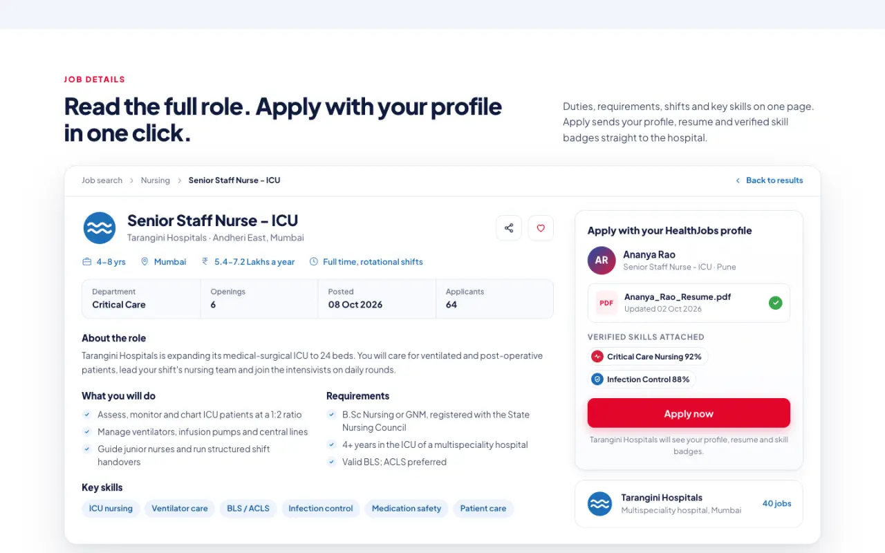 HealthJobs.one - screen 1