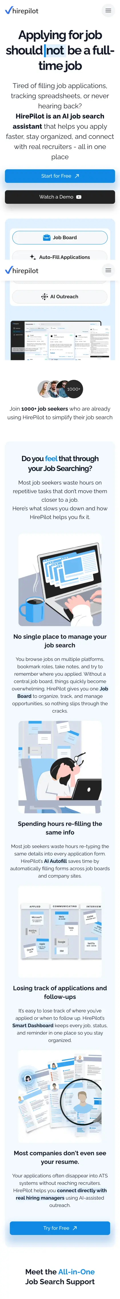 HirePilot - the phone page
