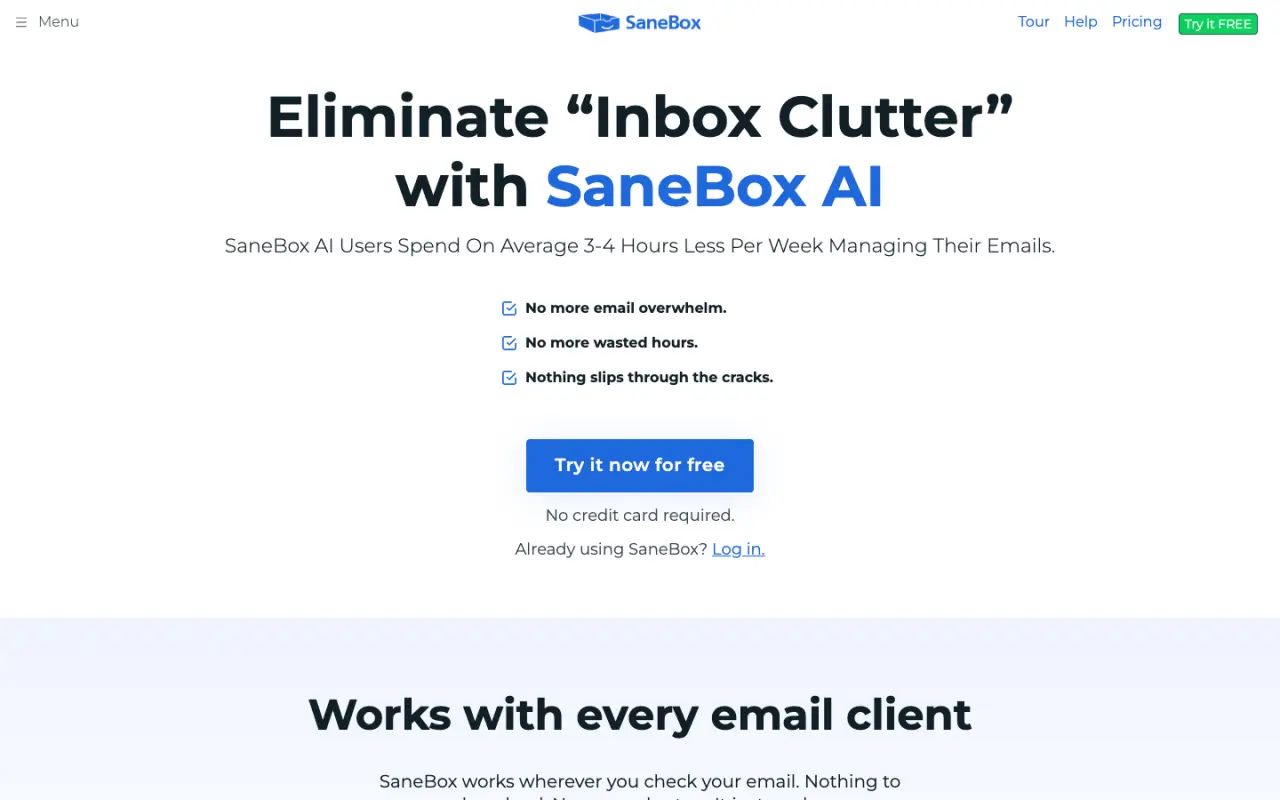SaneBox - the live site