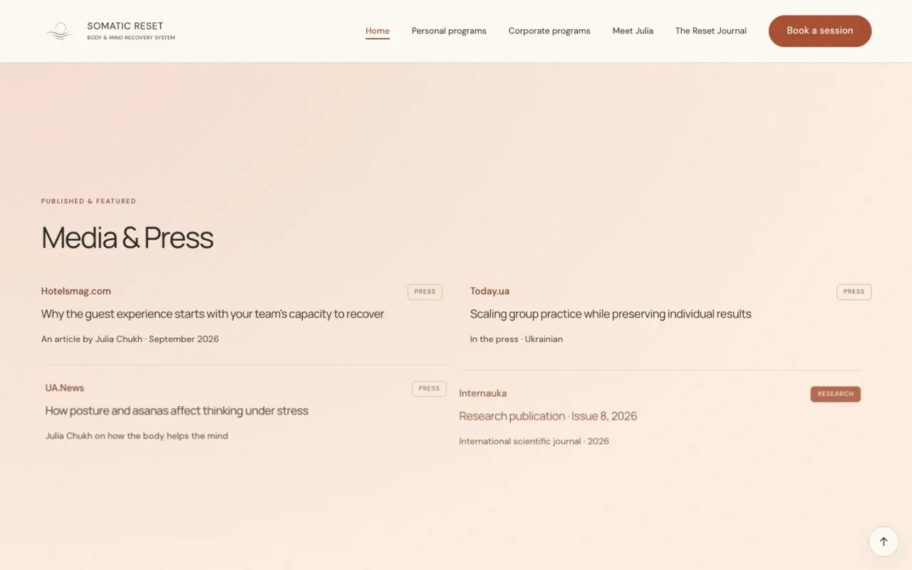 Somatic Reset - screen 3