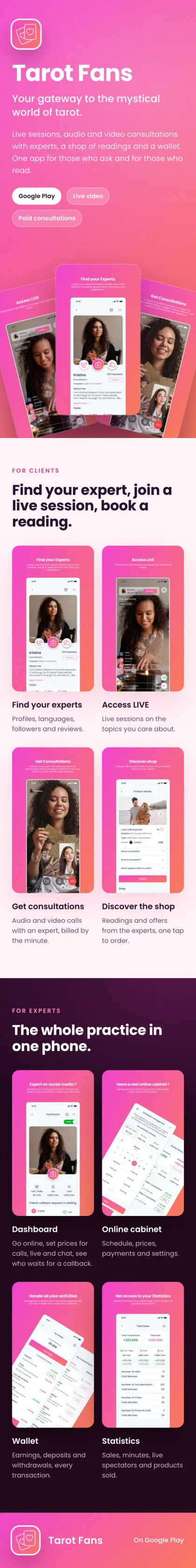 Tarot Fans - the phone page